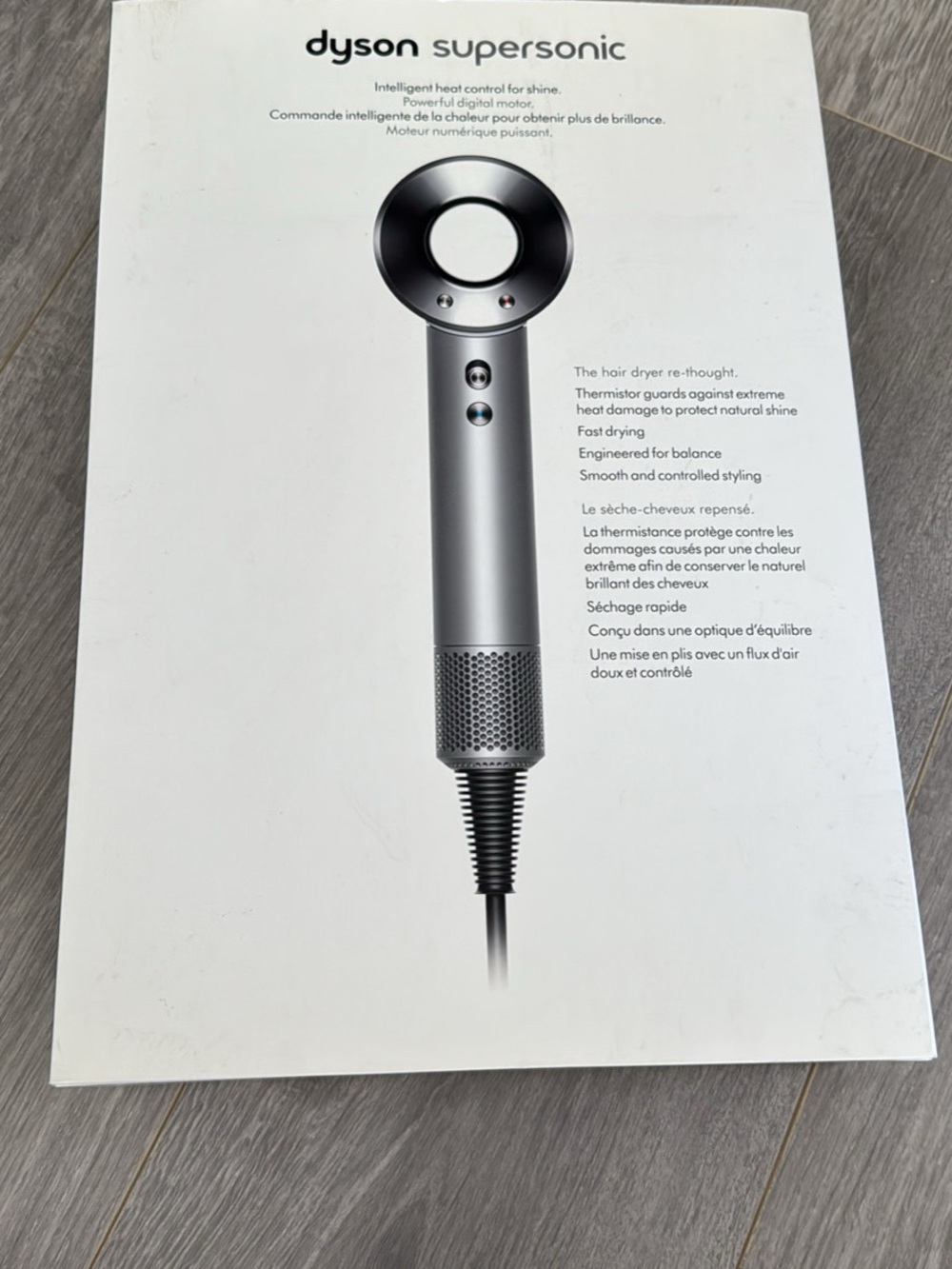 Authentic Dyson Supersonic Hair Dryer - Silver and white